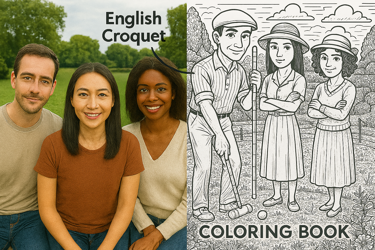 Adults Croquet Coloring Page